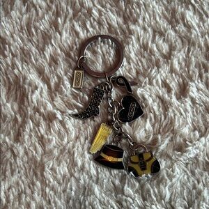 Coach Silver-tone Keychain with Yellow Enamel Fashion Charms